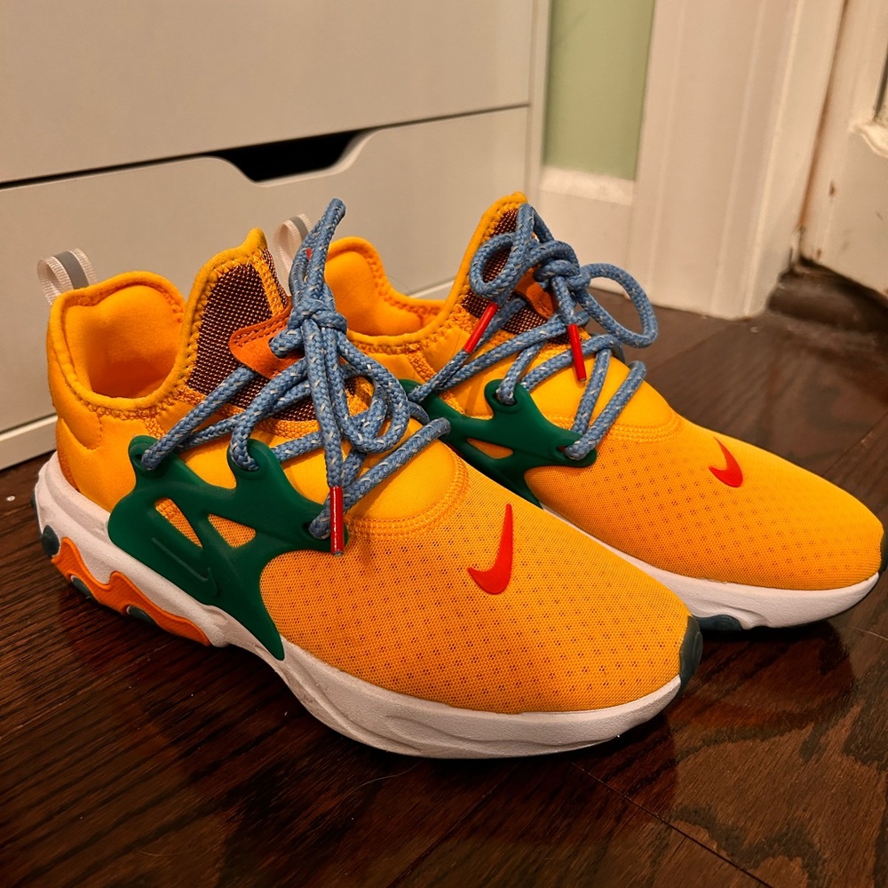 Nike Orange and Green Sneakers with Blue Laces
